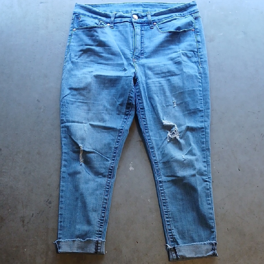 Seven7 Light Blue Distressed Ankle Jeans Women's Size 14